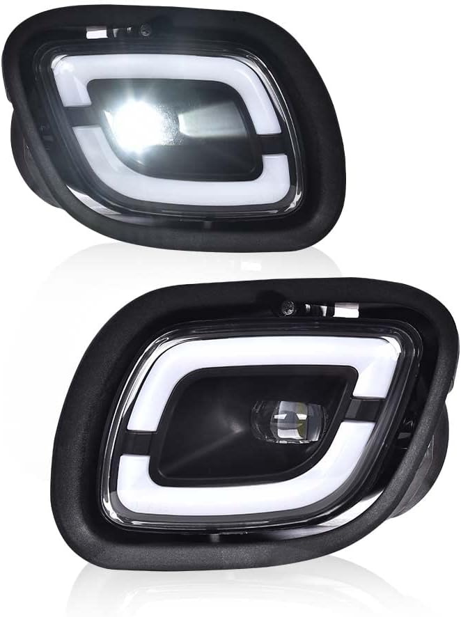 DOTCOM LED Fog Lights Lamp Compatible with Freightliner Cascadia 2008-2017,LED Fog Lamps White Light Clear Lens Black Housing Left and Right - Image 1